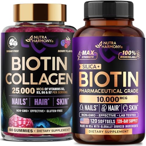 NutraHarmony Biotin Collagen Gummies front view hair growth supplement