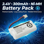 Two pack replacement batteries for home landline devices displayed on a plain background