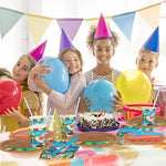 Close up of high quality paper party supplies with tropical motif