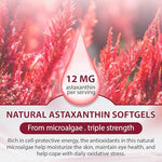 Premium 4 month supply packaging of non-GMO and gluten-free astaxanthin softgels.