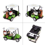 Miniature golf cart with detailed golf bag accessory