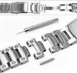 Side angle profile of the waterproof silver metal bezel showing precise alignment cutouts