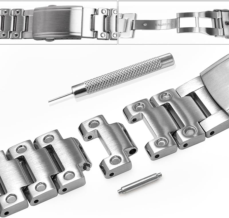 Side angle profile of the waterproof silver metal bezel showing precise alignment cutouts