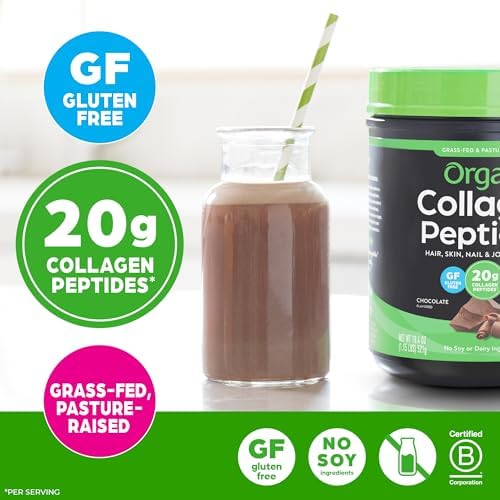 Scoop of Orgain grass fed collagen peptides powder