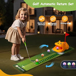 Automatic ball return machine in action on the putting green