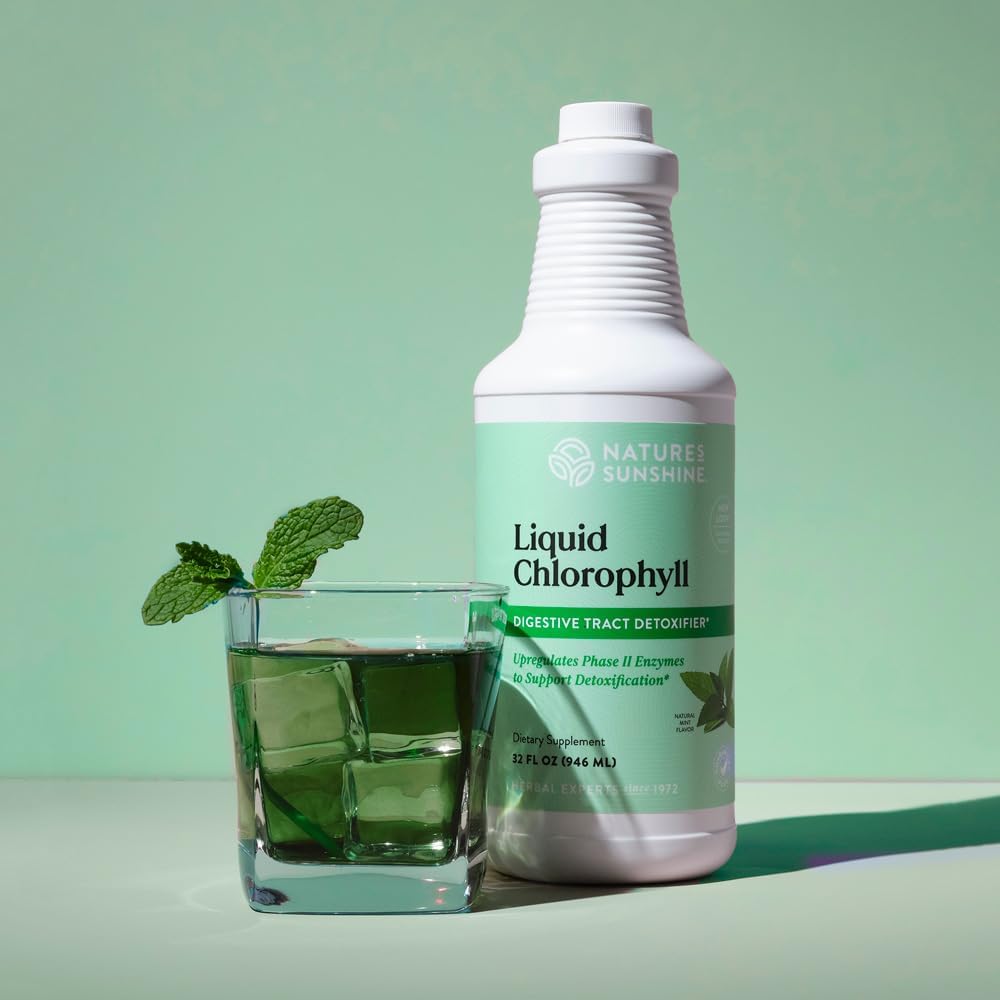 Natures Sunshine Liquid Chlorophyll 16 Fluid Ounce bottle label details