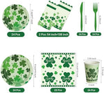 Top down view of St. Patrick's Day party dinnerware set