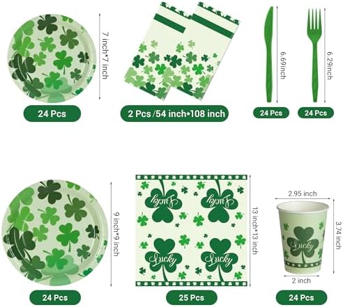 Top down view of St. Patrick's Day party dinnerware set