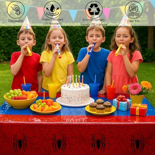 Three pack of spider web party tablecloths folded for display