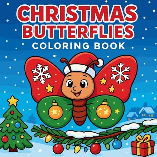 Christmas Butterflies coloring book festive winter butterfly art page interior