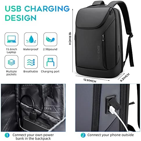 BANGE professional backpack rear view showcasing breathable padding and anti theft hidden pocket