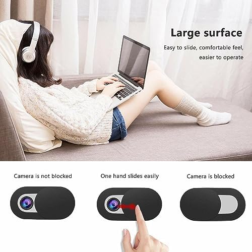 CAMeleon five piece black webcam cover stickers laid out to display the slim mechanical slide protector set.