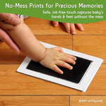 Extra large non toxic inkless pad showing the clean touch film layout for newborn handprints.