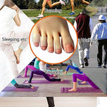Person wearing Hoogoo toe protectors inside a sneaker for friction relief