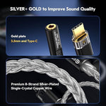 KB EAR headphone amplifier dongle showing the gold plated 35mm female audio port connection side.