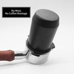 USEAMIE 54mm dosing cup paired with portafilter