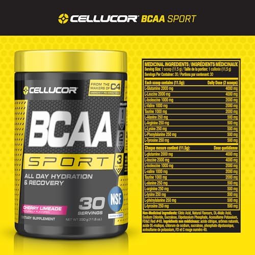 Cellucor BCAA Sport 30 servings nutrition facts label and ingredients