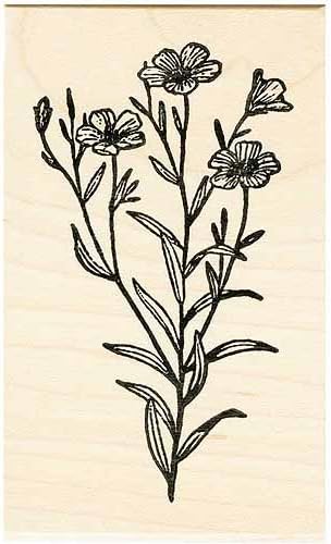 Beeswax rubber stamps flax flowers rubber stamp front view craft supply