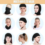 Travis versatile bandana mask styled as an athletic headband for outdoor hiking