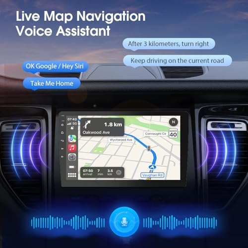 Haudio double din display with android auto icon interface