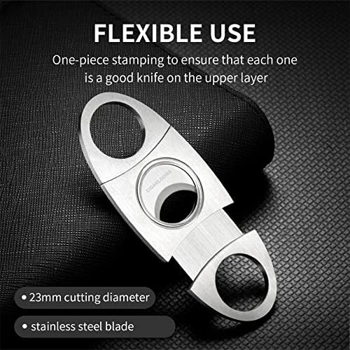 Demcigar double blade stainless steel guillotine cigar cutter showing sharp edge