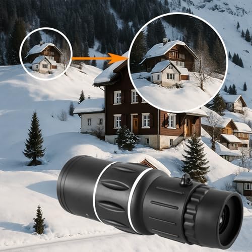 TSQQST compact handheld monocular telescope showing top mounted adjustable dual focus wheel.