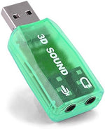 VizGiz external audio adapter showing the individual 3.5 millimeter headphone and microphone ports.