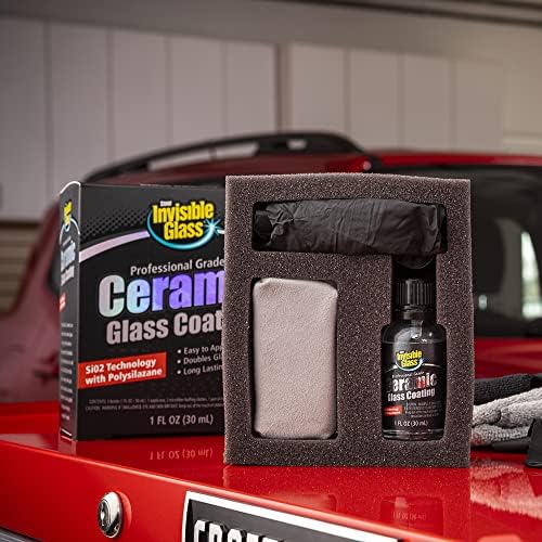Hydrophobic water beading effect on an automotive windshield treated with ceramic glass coating