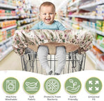 Water resistant toddler grocery cart cushion liner showing the phone pouch