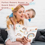 Lanpn rainbow baby memory book back cover view emphasizing the durable fabric stitching.