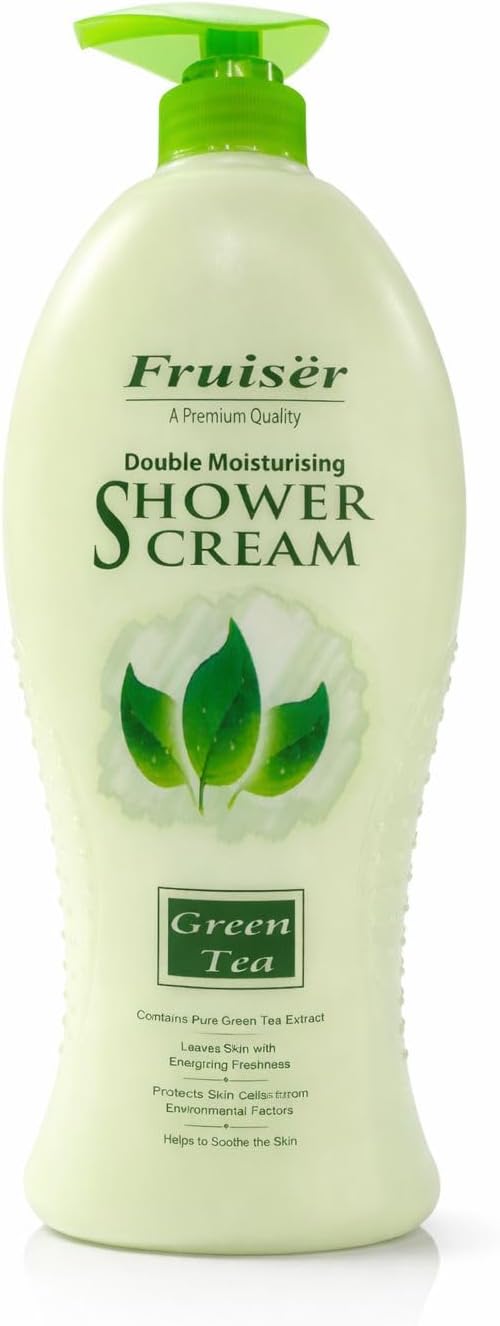 Fruiser Shower Cream Family Size | Hydrating & Nourising Body Wash | Gentle Daily Moisturizing Shower Gel for Dry & Sensitive Skin | Rich Cream Formula Bath Cleanser | 1000ml (Green Tea) - Image 1