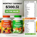 Simply Nature's Pledge fruit and vegetable capsules nutritional facts label
