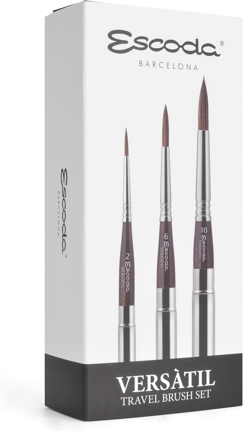 Escoda Versatil 1549 Series Artist Watercolor and Acrylic Paint Brush, Short Handle, Rigger, Size 10 - Image 12