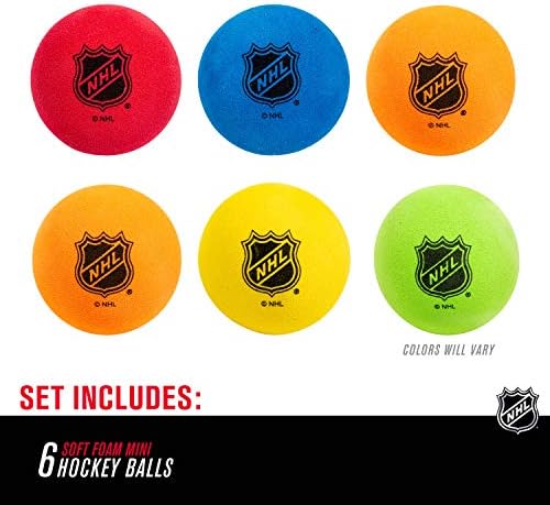 Two inch soft foam knee hockey balls by Franklin Sports showing bright assortment