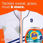 Back label of Tide Sport detergent showing usage instructions and ingredients