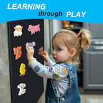 Chunky toddler learning magnets for refrigerator on metal kitchen surface
