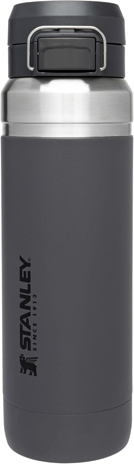 Stanley Quick Flip GO Water Bottle 36 oz | Push Button Lid | Leakproof and Packable for Travel and Sports | Insulated Stainless Steel | BPA-Free | Black - Image 9