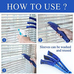 Hiware duster brush cleaning two window blind slats simultaneously for fast dust removal.