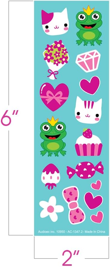 Close up of heart and animal holiday stickers for crafts