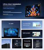 RUICAR ten point two inch high definition touchscreen system demonstrating vibrant colors and smartphone application shortcuts.