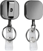 Will Well 2 Pack Retractable Keychain - Metal Badge Reel - Square - Black - Image 1