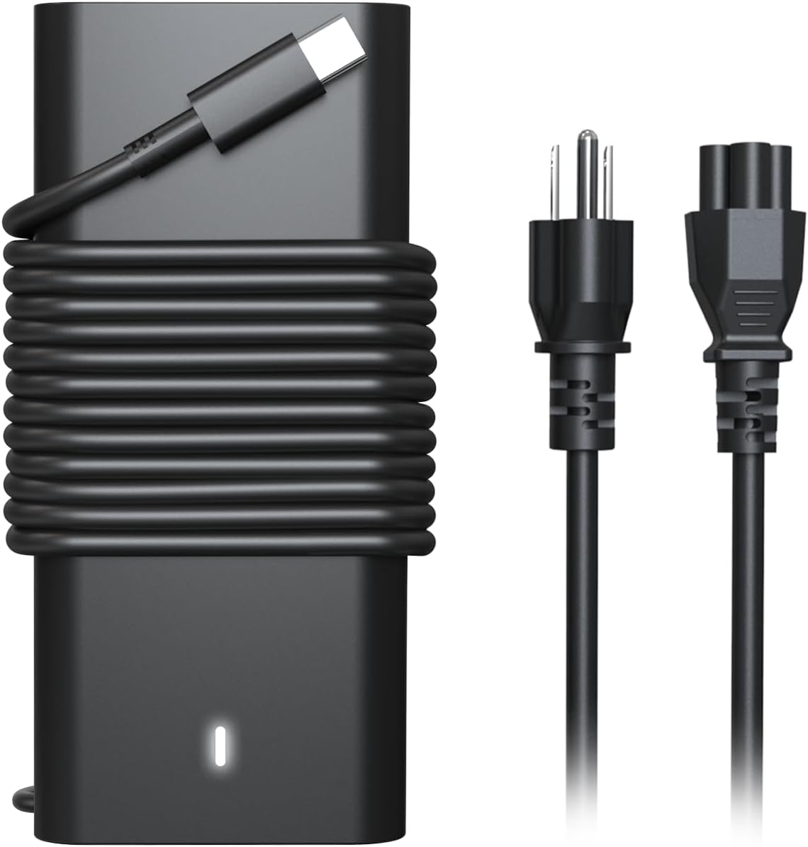 HBONY 65W USB C Laptop Charger front view showing the compact black power brick adapter.