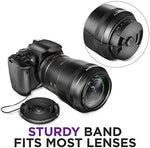 Universal camera cap protection string set compatible with Canon Nikon and Sony mirrorless gear