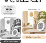 Amrnish portable dehumidifier bag hanging inside a wooden wardrobe with clothes