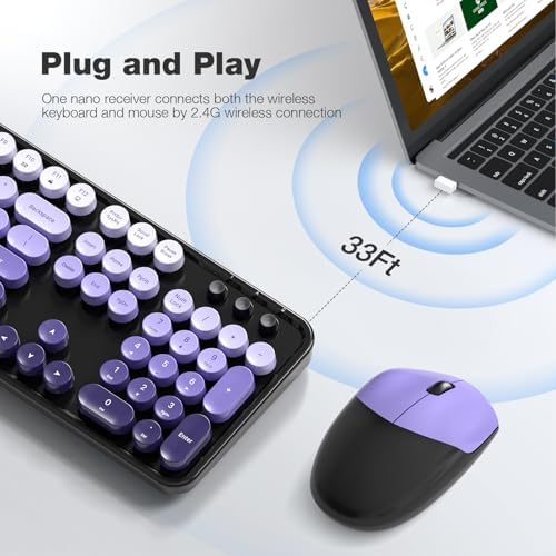 Retro typewriter wireless keyboard with detachable round keycaps and ergonomic foldable stand