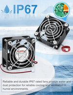 Wathai 60mm dual ball bearing fan showcasing the sealed electronics structure for dustproof protection