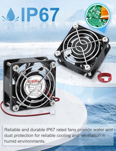 Wathai 60mm dual ball bearing fan showcasing the sealed electronics structure for dustproof protection