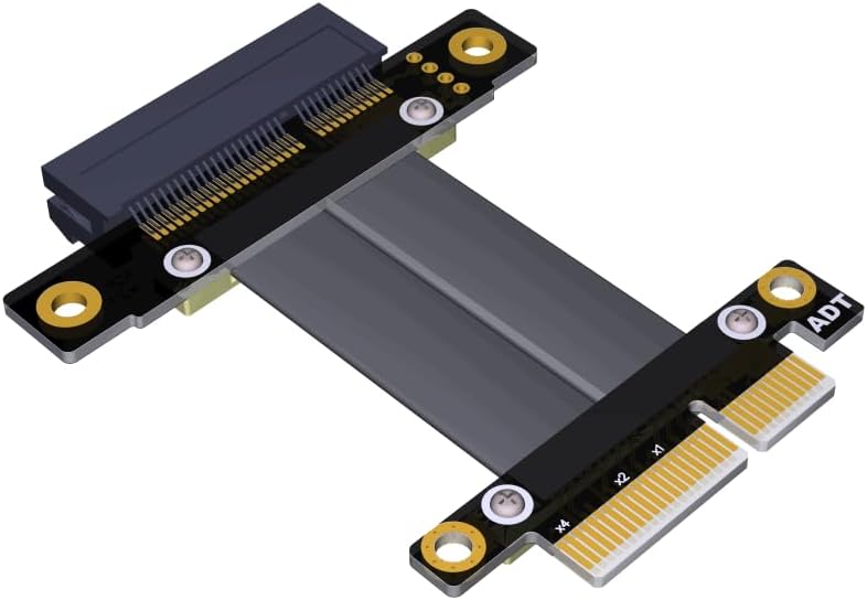 Adtlink PCIe 4.0 3.0 X1 Riser Cable front view showing connectors and ribbon extender