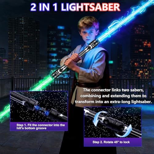 Close up of Pleaselift lightsaber handle and LED blade