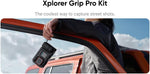 Insta360 action camera mounted inside the premium slate grey Xplorer Grip